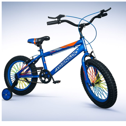 Tornado 16-Inch Boys’ Kids Bicycle with Training Wheels Blue